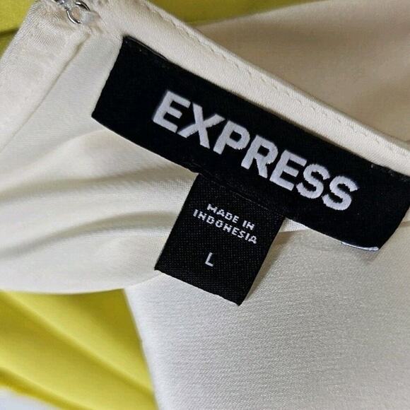 Express Colorblock Green/White Satin Strong Padded Shoulder Thong Bodysuit Large - Picture 7 of 9
